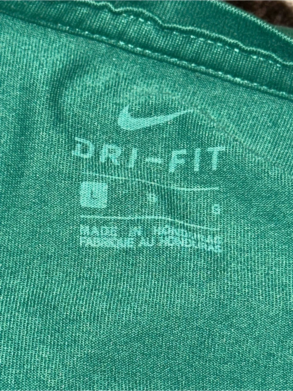 Kids Nike Green Short-Sleeve Dri-FIT Tee with Yellow Swoosh
